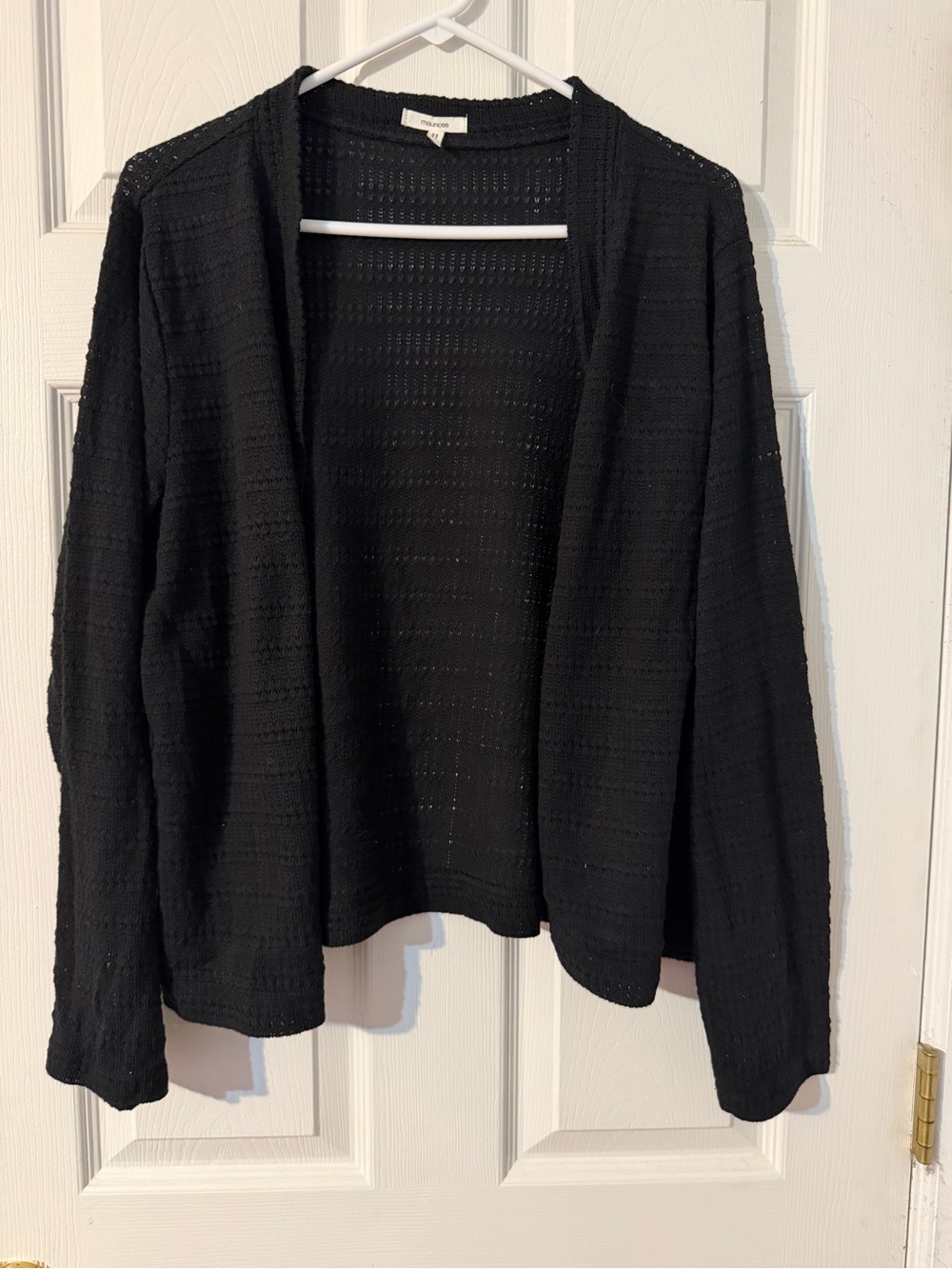 Women’s Maurice’s Black Cardigan Open Front Pointelle Cardigan Size XL